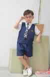 Bộ vest bé trai Hàn Quốc Magickids set vest 3 chi tiết gồm áo gile, áo sơ mi trắng cà vạt, quần short BR22034