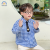 Áo sơ mi cho bé trai bé gái Magickids họa tiết kẻ caro kèm cavat thêu hình dễ thương cho bé Quần áo trẻ em AO22054