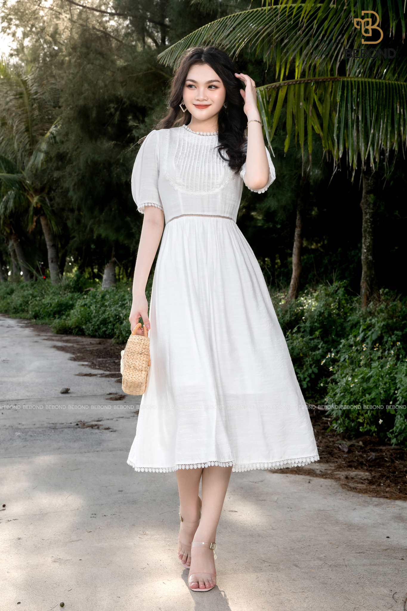 Đầm đũi trắng phối ren - Alice Dress