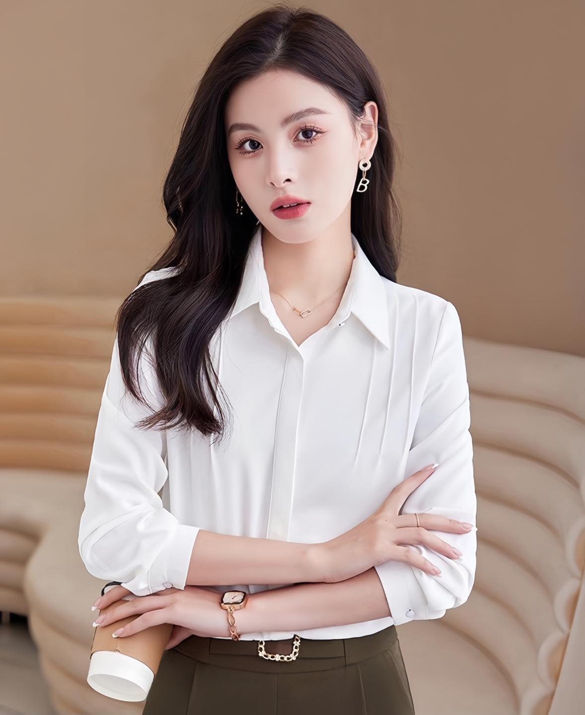 Sơ mi cổ đức bấu ly vai SM23-002