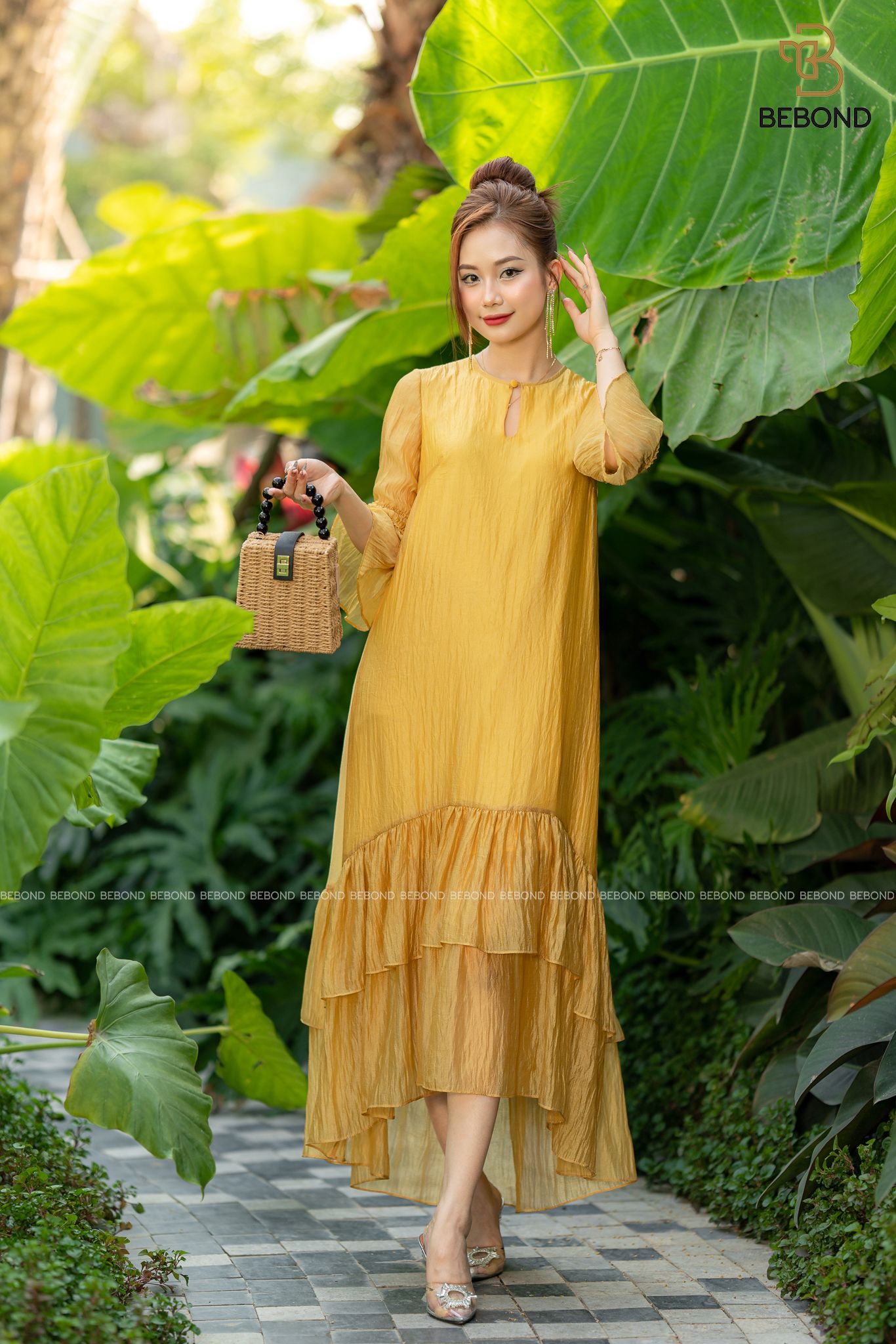 ĐẦM SUÔNG BÈO CHÂN MÀU VÀNG- VIVIAN DRESS