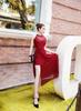 Đầm maxi cổ yếm phối ren xẻ tà