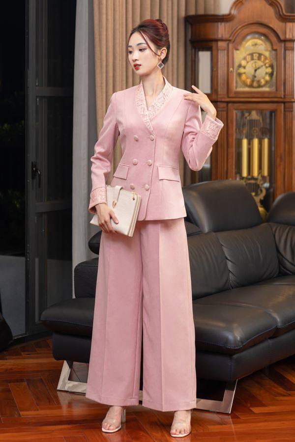 Quần dài ống rộng màu HỒNG - Calista Set