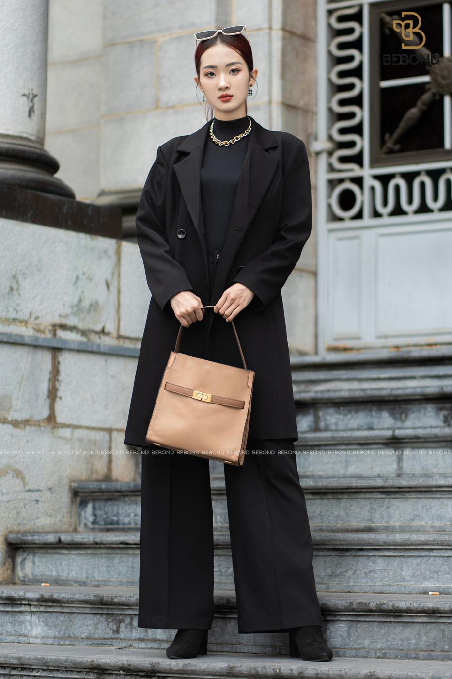 Mangto kaki dáng vừa MÀU ĐEN- Amanda Dress