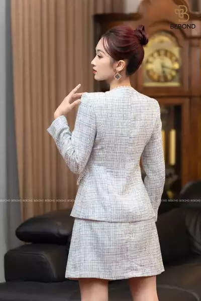 Chân đầm dạ kẻ xanh thiên thanh - Hilary Set