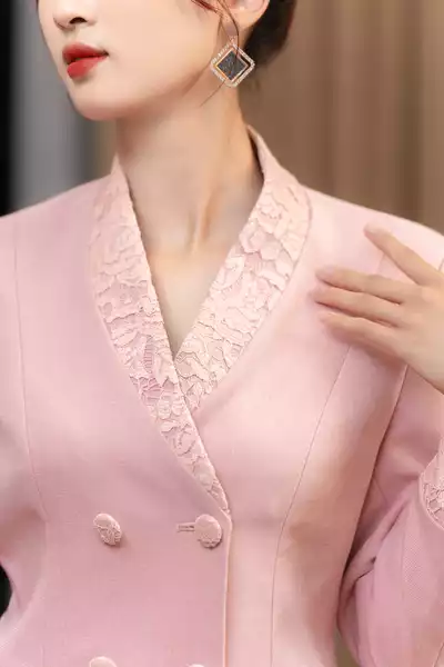 Aó Vest màu HỒNG phối ren - Calista Set
