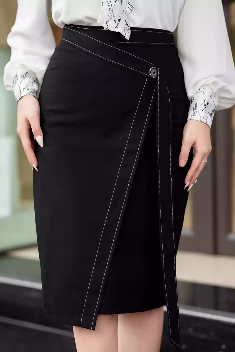 Chân váy ôm có dây nơ dài màu đen - Jaymi Skirt