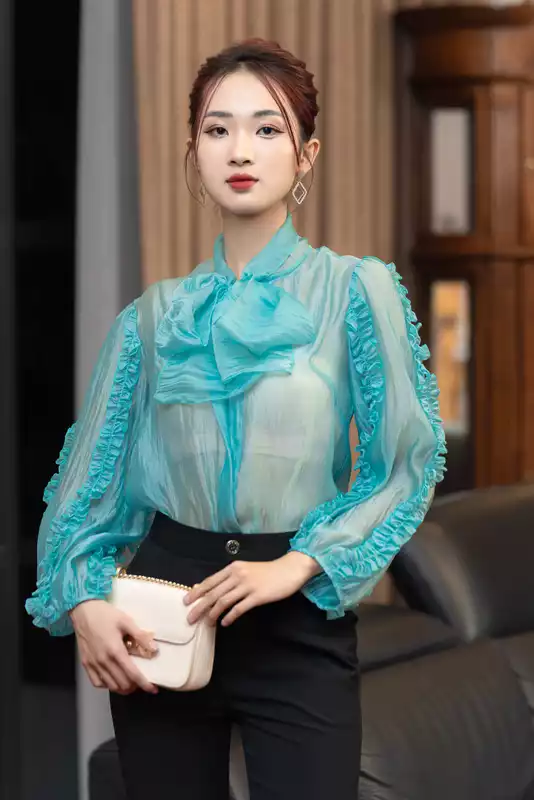 Áo sơ mi Gloria Top màu XANH NGỌC