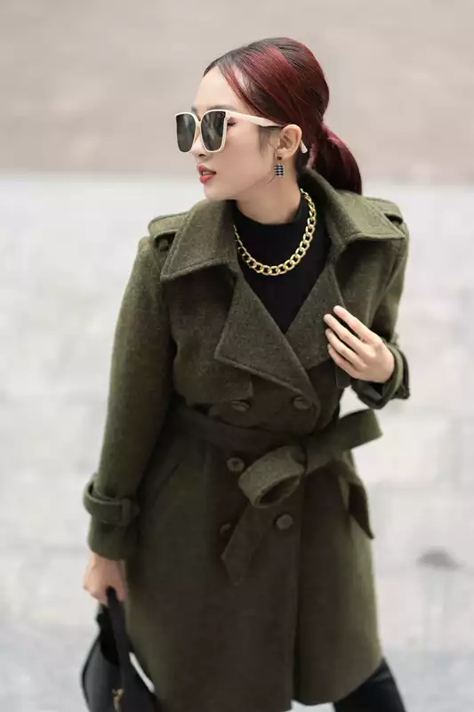 ÁO MANGTO DẠ DÁNG DÀI MÀU RÊU Alina