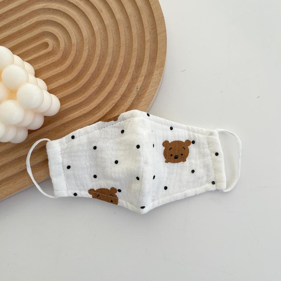 Khẩu trang xô muslin gấu trắng ko kính