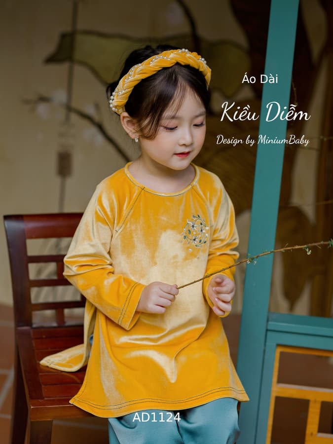 AD1359-Áo dài nhung có mấn