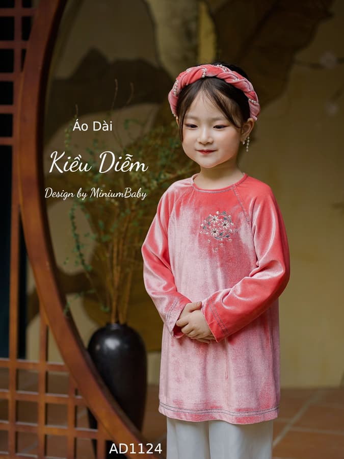 AD1359-Áo dài nhung có mấn