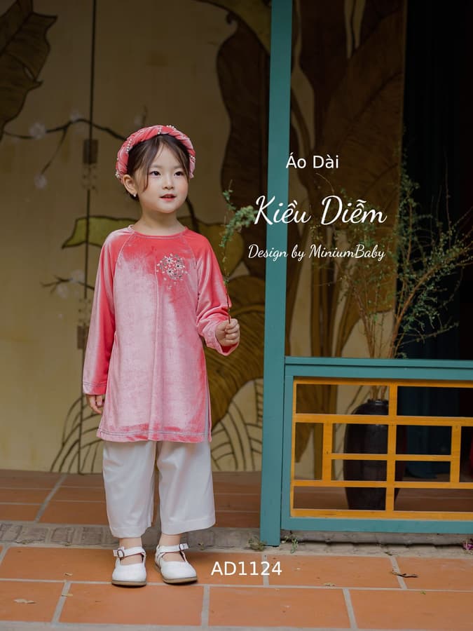 AD1359-Áo dài nhung có mấn