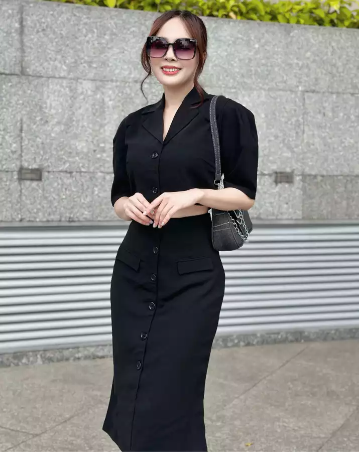 Set chân váy dài áo vest Phong Cách Sài Gòn #17 Set chân váy dài áo vest Phong Cách Sài Gòn